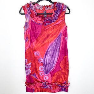 Vintage 1960s Sodi Miami Floral Ruffle Trim Dress